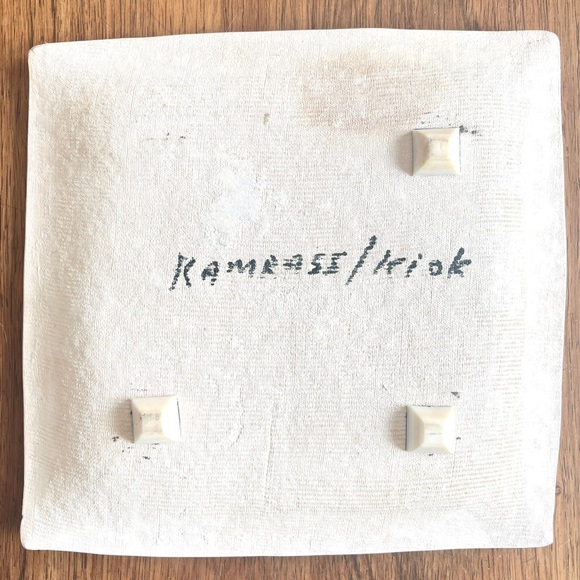 Vintage Signed Pottery Kamrass Kiok Studio NYC Ceramic Square Platter Plate 80s - Picture 5 of 8